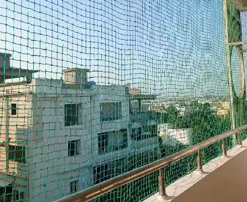 Safety net installed on residential balcony