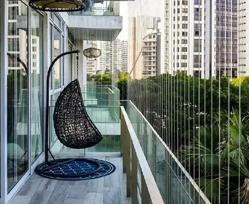 Invisible grill installation for balcony